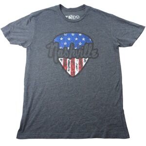Taboo Nashville Guitar Pick American Flag Graphic T Shirt Womens Medium Charcoal
